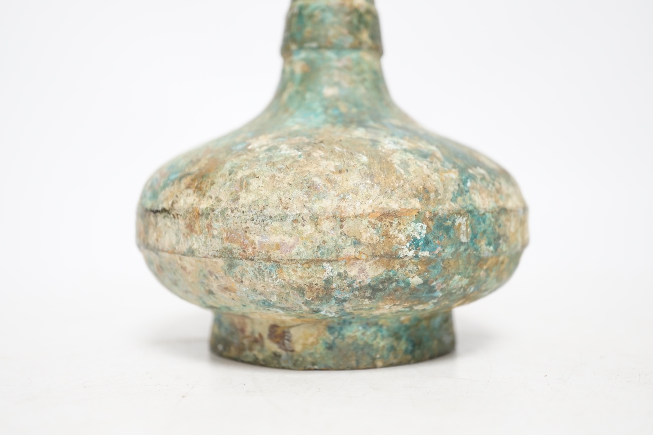 A Chinese bronze archaistic garlic head vase, 19.5cm. Condition - fair